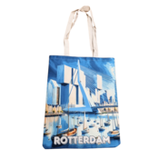 Typisch Hollands Baumwolltasche Rotterdam - Blau Weiß
