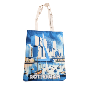 Typisch Hollands Tas katoen  Rotterdam - Blauw Wit