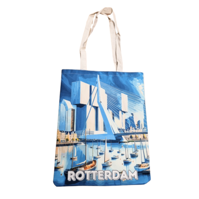 Typisch Hollands Baumwolltasche Rotterdam - Blau Weiß
