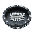 Typisch Hollands Asbak Amsterdam -Zwart-Wit  in strak reliëf-design 10cm
