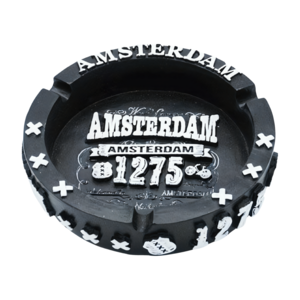 Typisch Hollands Aschenbecher Amsterdam -Schwarz-Weiß im eleganten Reliefdesign 10cm