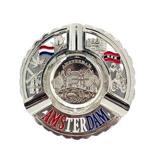 Typisch Hollands Aschenbecher rund um Holland - Amsterdam - Silberfarben