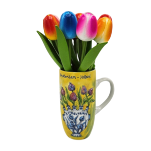 Typisch Hollands Houten Tulpen (18cm) in Fraaie Koffiebeker