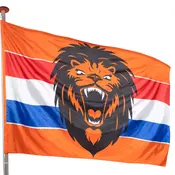 Typisch Hollands Polyester reuzenvlag Brullende leeuw