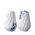 Heinen Delfts blauw Zout & peper set  - met bloesemdecoratie
