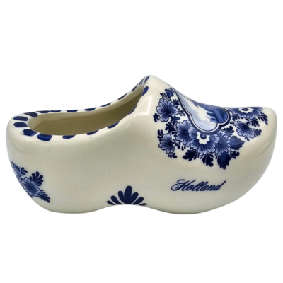 Heinen Delfts blauw Delfts blauwe klomp met traditioneel molenlandschap