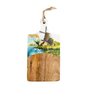 Typisch Hollands Cheese board Mill on the waterfront - swans 25x13cm