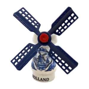 Typisch Hollands Magnet - Windmühle Delfter Blau (rotierende Flügel)
