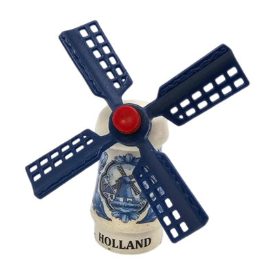 Typisch Hollands Magnet - Windmühle Delfter Blau (rotierende Flügel)