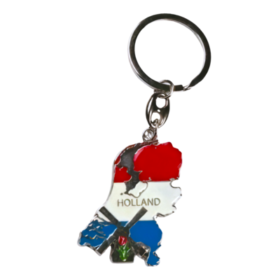 Typisch Hollands Keychain - Map of the Netherlands (Mill)