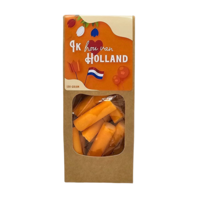 Typisch Hollands Holländische Süßigkeiten - Orangefarbene Kraftbox - Orangeorangefarbene Stäbchen