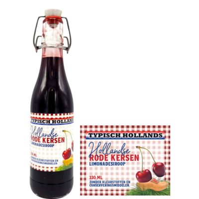 Typisch Hollands Kirschsirup in klassischer Flasche mit Bügelverschluss