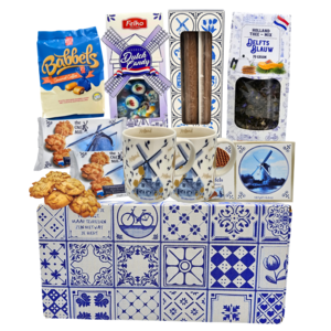 typisch-hollands-geschenkpakket Nederlands cadeau-pakket ( in Delfts blauwe doos)