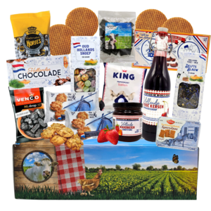 typisch-hollands-geschenkpakket Holland-Geschenkpaket (Fensterbox – niederländische Weide) Lebensmittelpaket