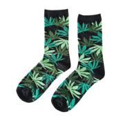 Holland sokken Herrensocken – Schwarz-3 Grüntöne (Cannabis) – Größen 41–46