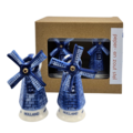 Heinen Delfts blauw Peper en Zoutvaatjes Holland - Molens