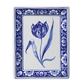 Heinen Delfts blauw Applique Tulip - rectangle - Flower border