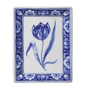 Heinen Delfts blauw Applique Tulip - rectangle - Flower border