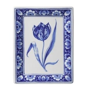 Heinen Delftware Applikation Tulpe - Rechteck - Blumenrand