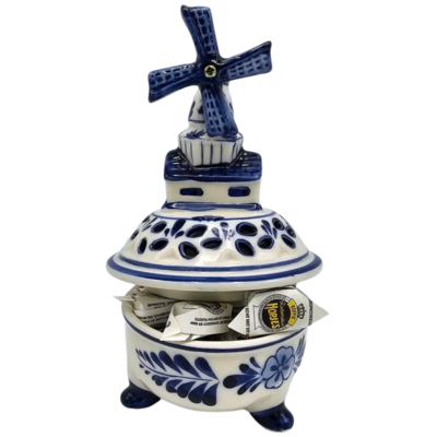 Typisch Hollands Candy dish with windmill - filled with - Haagsche hopjes