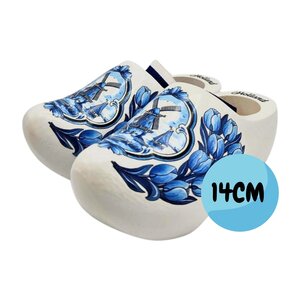 Typisch Hollands Original clogs white with Delft blue 14 cm