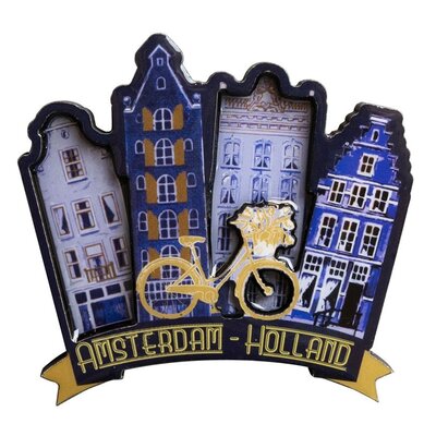 Typisch Hollands Magnetische Grachtenhäuser - blau Amsterdam - Holland