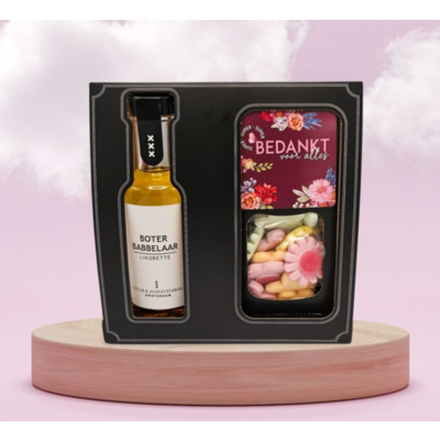 Typisch Hollands Butter babblers with candy flowers - gift set - Thank you for everything!