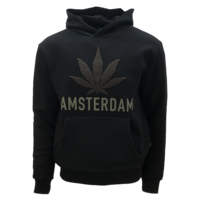 Holland fashion Amsterdam black weed - Terry hooded sweater.