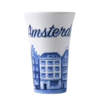 Heinen Delfts blauw Shot glass Delft blue facade houses - Amsterdam