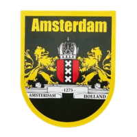 TTD Gifts Sticker bagde-vorm - Amsterdam - Zwart-Geel