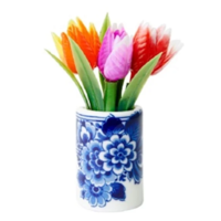Heinen Delfts blauw Magneet - Delfts blauw bloempotje met tulpen