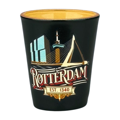 Matix Shot glass blue Rotterdam - Erasmus Bridge and Euromast