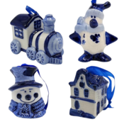 Matix Set mit 4 Delfter-blauen Weihnachtsbaumkugeln