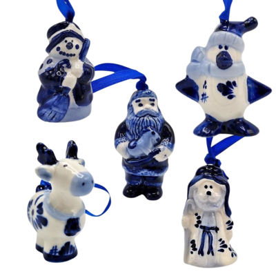 Matix Set van 5 Delfts blauwe kerstboomhangers.