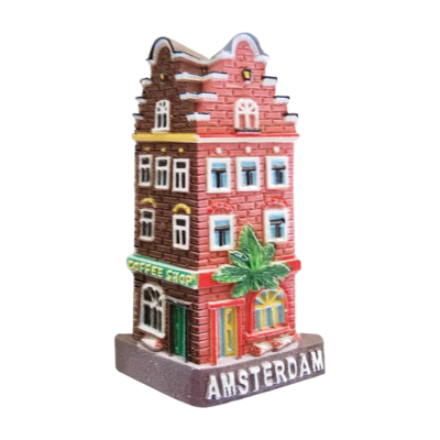 TTD Gifts Magneet gevelhuisje 3D - Hoekhuis Coffeeshop Amsterdam