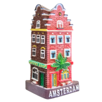 Typisch Hollands Magneet gevelhuisje 3D - Hoekhuis Coffeeshop Amsterdam