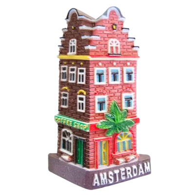 TTD Gifts Magneet gevelhuisje 3D - Hoekhuis Coffeeshop Amsterdam