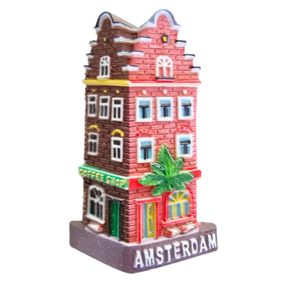 Typisch Hollands Magneet gevelhuisje 3D - Hoekhuis Coffeeshop Amsterdam