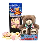 Typisch Hollands With love from Holland - Plush bear with candy hearts (text Dutch)