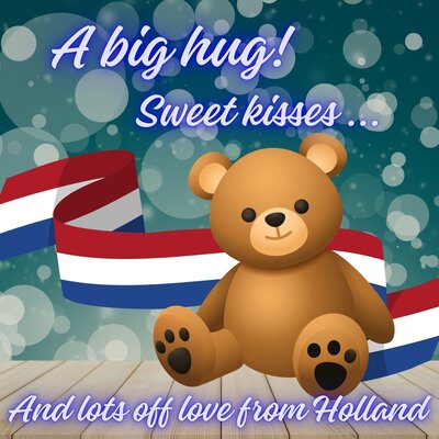 Typisch Hollands With love from Holland - Plush bear with candy hearts (text English)