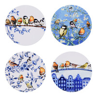 Heinen Delftware Luxe onderzetters - Aardewerk - Onderzetters Bosvogels set van 4