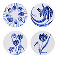 Heinen Delftware Luxe onderzetters - Aardewerk - Tulpenmix set van 4