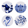 Heinen Delftware Luxe onderzetters - Aardewerk -  Hollandse afbeeldingen. set van 4