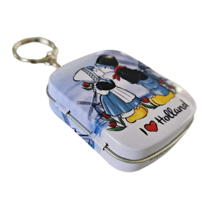 typisch-hollands-geschenkpakket Stroopwafels in einer Holland-Dose – mit Schlüsselanhänger Minimint-Dose