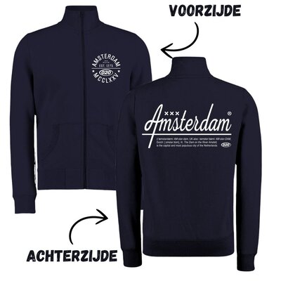 Holland fashion Sweater met Rits - Amsterdam - Donkerblauw - 2 zijden