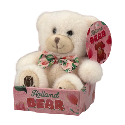 Typisch Hollands Plush Holland bear - White - Tulips