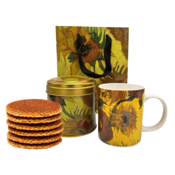 Typisch Hollands Cadeauset van Gogh Mok en Blik Stroopwafels - Zonnebloemen