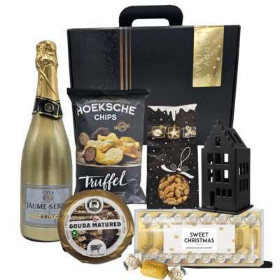 Typisch Hollands VIP kerstpakket - Goud en Zwart in draagkoffer. (LAATSTE AANTALLEN)