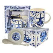 TTD Gifts Becher mit Löffel und Untertasse Holland Delfter Blau