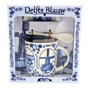 TTD Gifts Mok met lepel en schotel Holland Delfts blauw